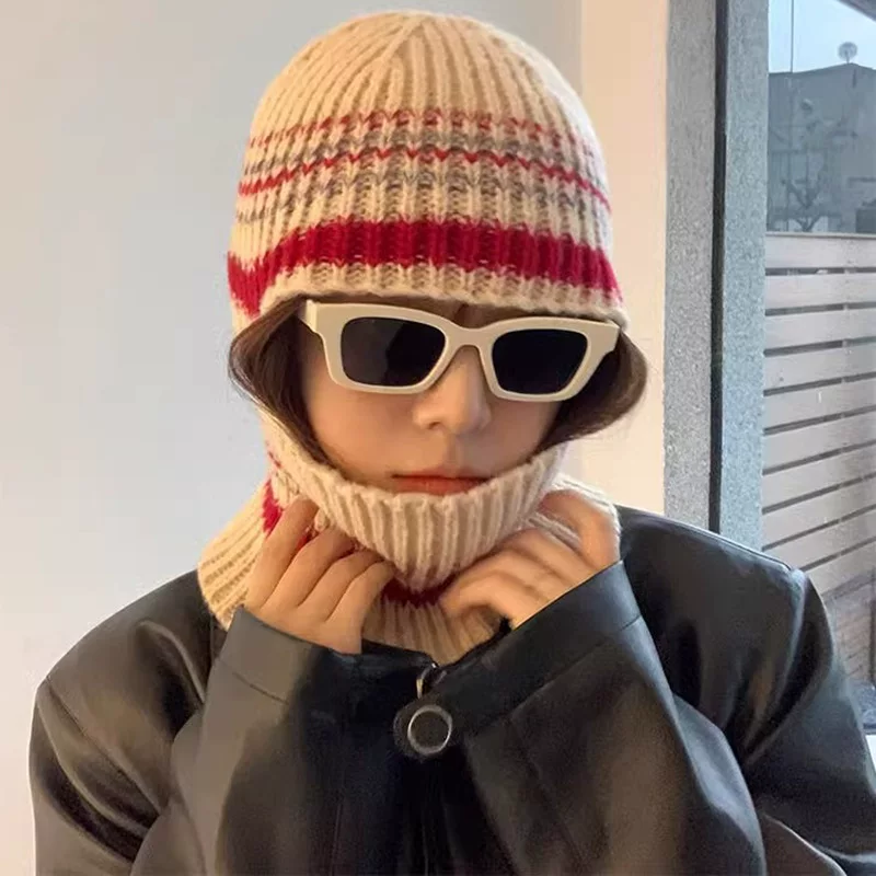 Design winter woolen keep warm knitted hat, scarf