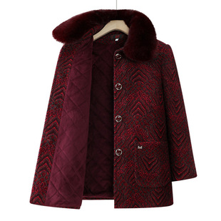 Autumn and winter coats for the elderly fleece-lined thickened 2024 new grandma winter clothes for old ladies mother woolen coat