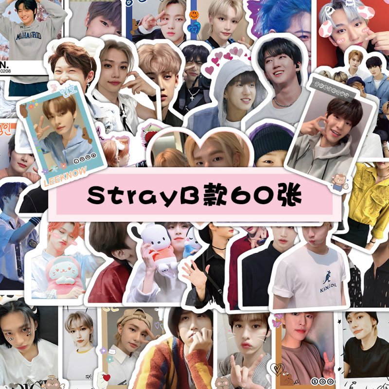 103张韩国男团帅哥Stray Kids贴纸明星SKZ头像卡通人物防水小贴画|undefined