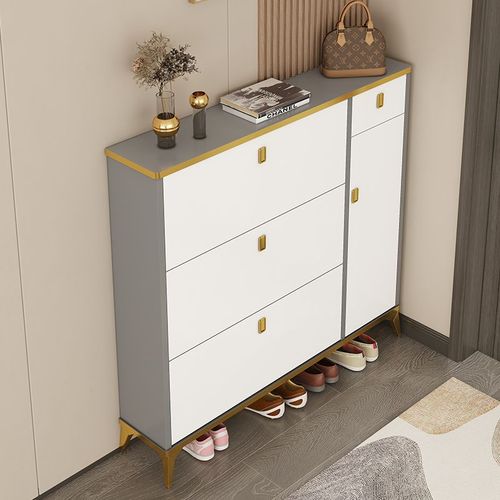 3xLight luxury flip bucket solid wood ultra-thin shoe cabinet home entrance entrance cabinet large capacity living room storage entry shoes