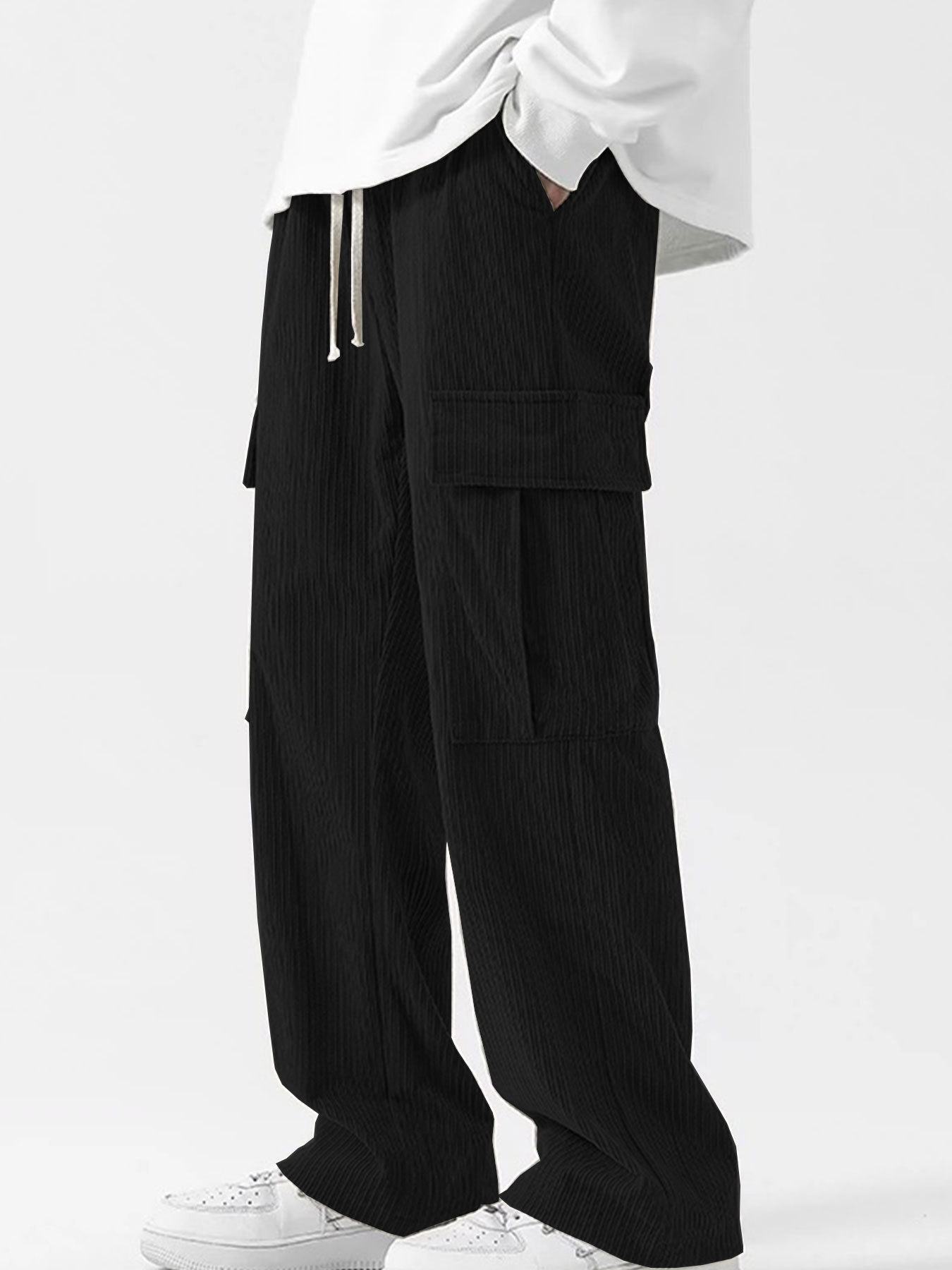 Pantaloni cargo uomo in velluto a coste multi-tasca casual_voghion.com