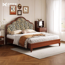 法式复古床云溪床框软包卧室家用双人西尔维床白蜡木实木床