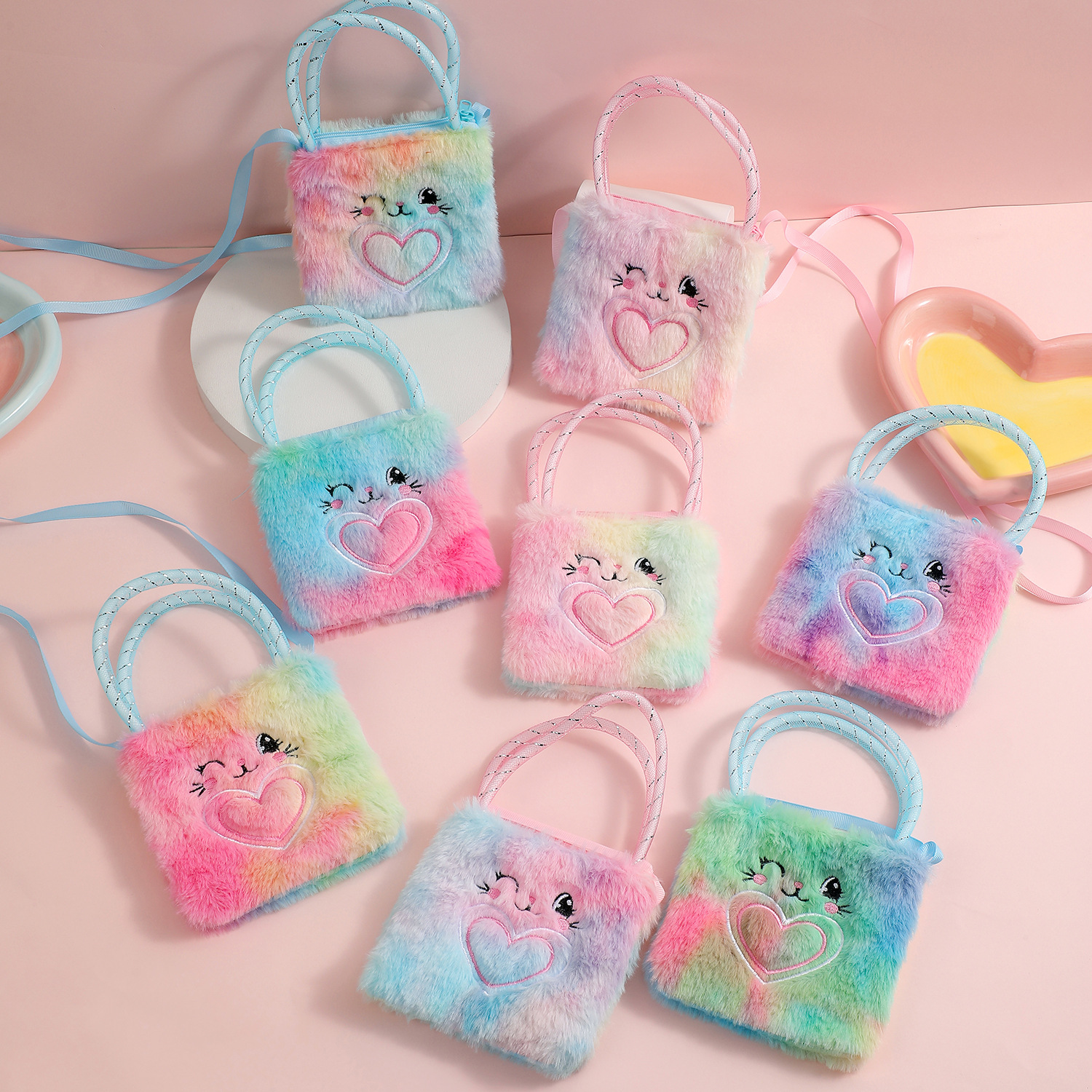 108g Weight Zipper Closure Type Single Shoulder Strap Strap Type Crossbody Bag Bags Type Daily, Shopping Occasion Plush Material Bow Knot Pattern All Seasons Season Girl'S Gender Cute Style Square Shape Small Size Girl'S Small Plush Bow Knot Cute Square Zipper Crossbody Bag 14
