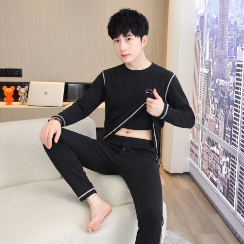 Trendy Lycra cotton round-neck autumn and winter thermal underwear set for teenagers, including a long-sleeved shirt and long pants, suitable for middle and high school students Trendy Lycra cotton round-neck autumn and winter thermal underwear set for teenagers, including a long-sleeved shirt and long pants, suitable for middle and high school students