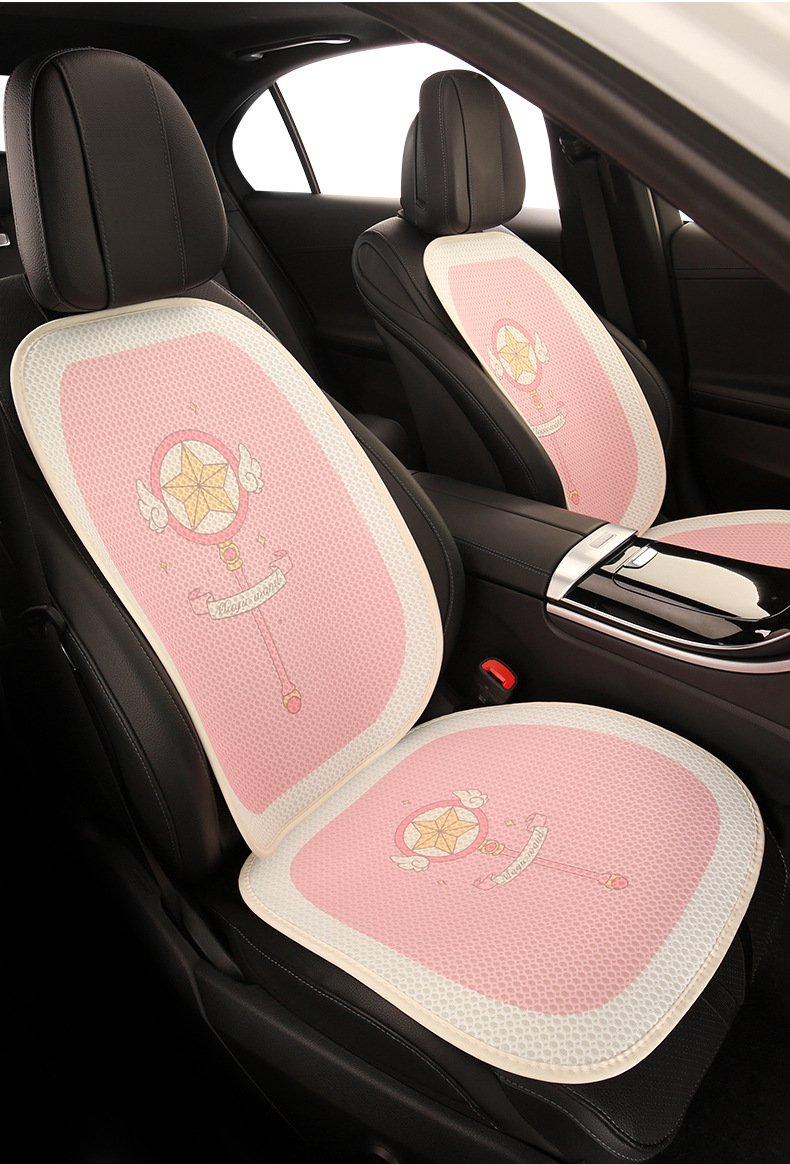Pink Water Ice Moon Car Seat Cushion Four Seasons Neutral Cute Cartoon Seat Cover Half Pack Seat Cover Seat Cushion Single Piece Fabric