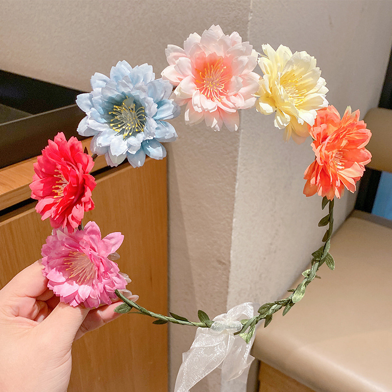 子供の頭飾りの花の子供の美しい花嫁の花輪の手の花の女の子のドレスは花の子供のアクセサリーの王女の頭の花を飾ります。|undefined