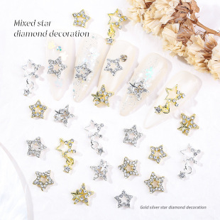 Alloy stars nail jewelry alloy diamond stars four mans star pendant nail phone case photo frame accessories wholesale