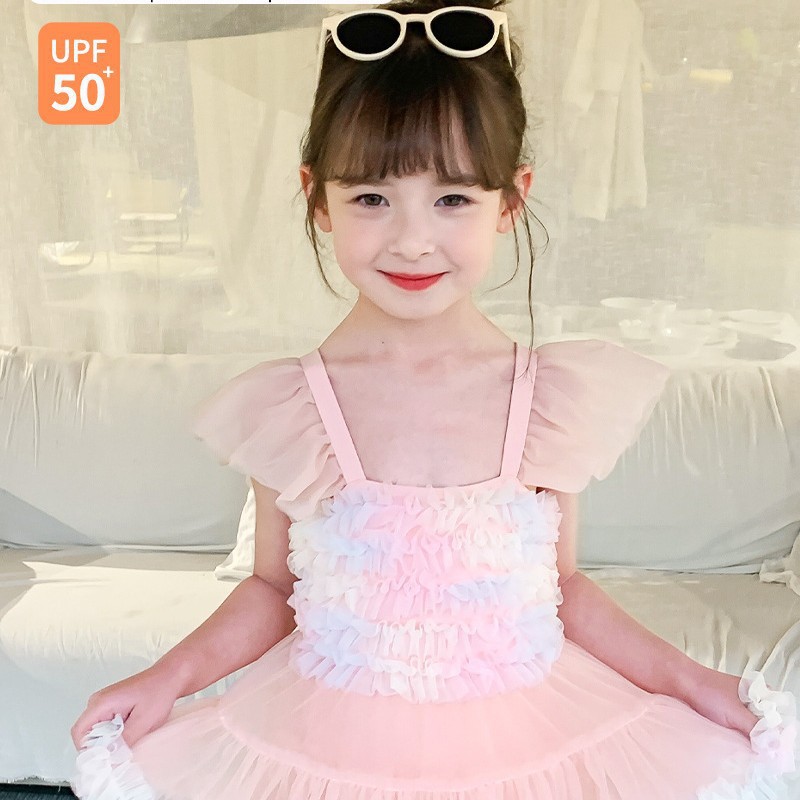 2026 nuevo verano sin mangas trajes de baño de niñas vestido de princesa lindo bebé trajes de baño de verano