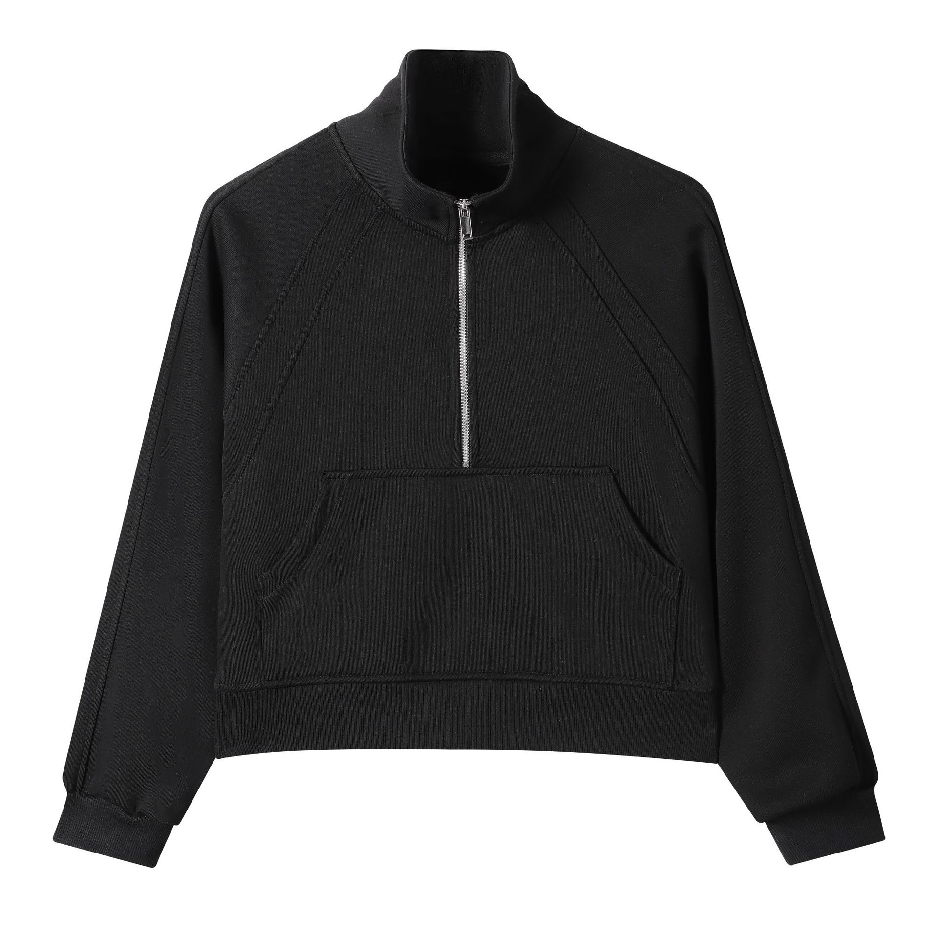 Ropa de mujer coreana corta pesada 420g algodón de isla con semiacremallera chaqueta de hombro marca de moda simple chaqueta universal image 7