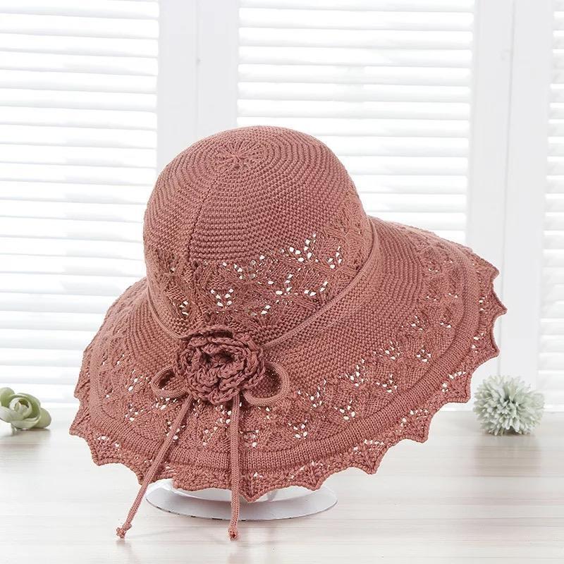 Women's Sweet Simple Style Flower Bow Knot Flowers Wide Eaves Cloche Hat display picture 2