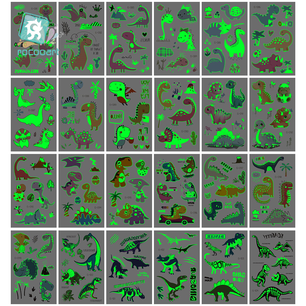 Tatuajes Temporales Luminosos de Dinosaurio de Papel de Transferencia, Impermeables para Niños image 5