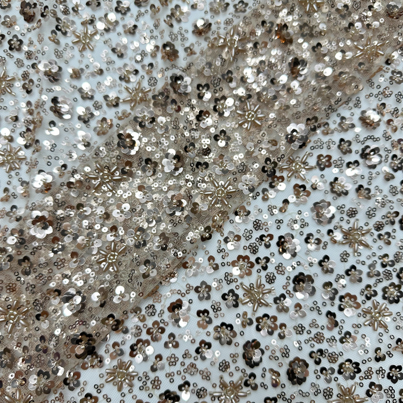 Tejido bordado sequinado bordado tela de cuentas tubo bordado tela de cuentas vestido de boda tubo bordado tela de vestido image 10