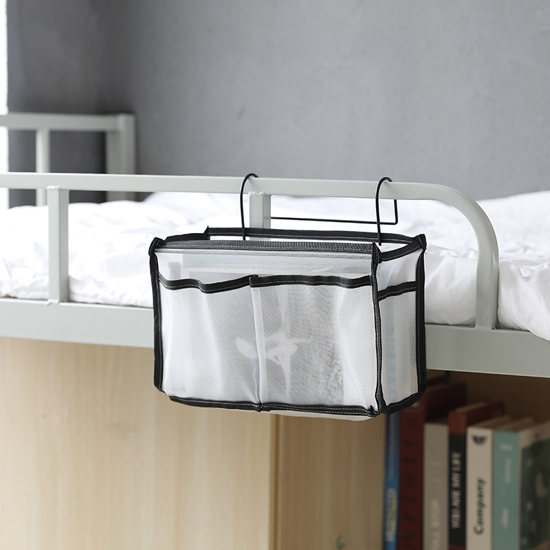 Nuevo dormitorio Estudiante universitario Almacenamiento de cabecera bolsa colgante canasta de almacenamiento de lona tela de lino de algodón Estilo nórdico Almacenamiento de noche canasta colgante