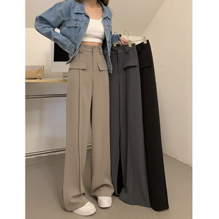 Suit Pants for Women Summer High Waist Draped Thin New Style 2025 Large Size Straight Slim Floor-Length Wide Leg Pants for Women