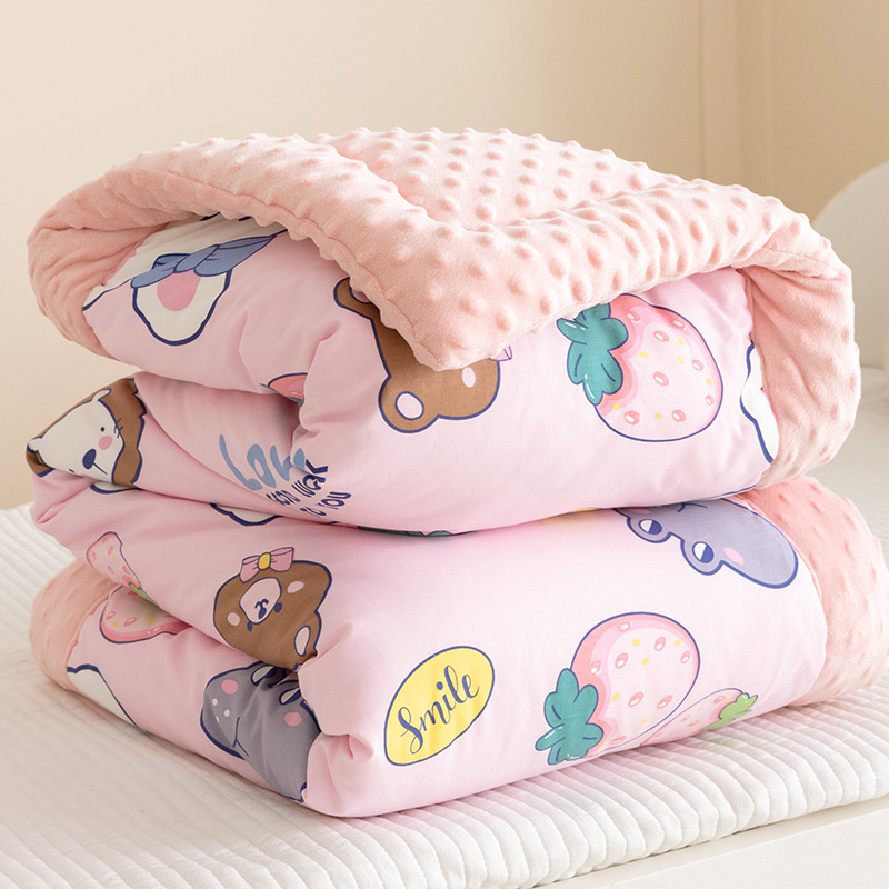 儿童被子婴儿棉被宝宝新生春秋幼儿园冬季小盖毯豆豆绒加全棉被套