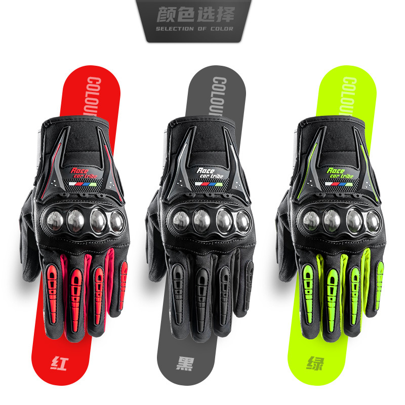 Carreras tribu motocicleta guantes de montar los hombres de otoño e invierno resistente a la caída guantes de la motocicleta de la bicicleta de las mujeres de equitación