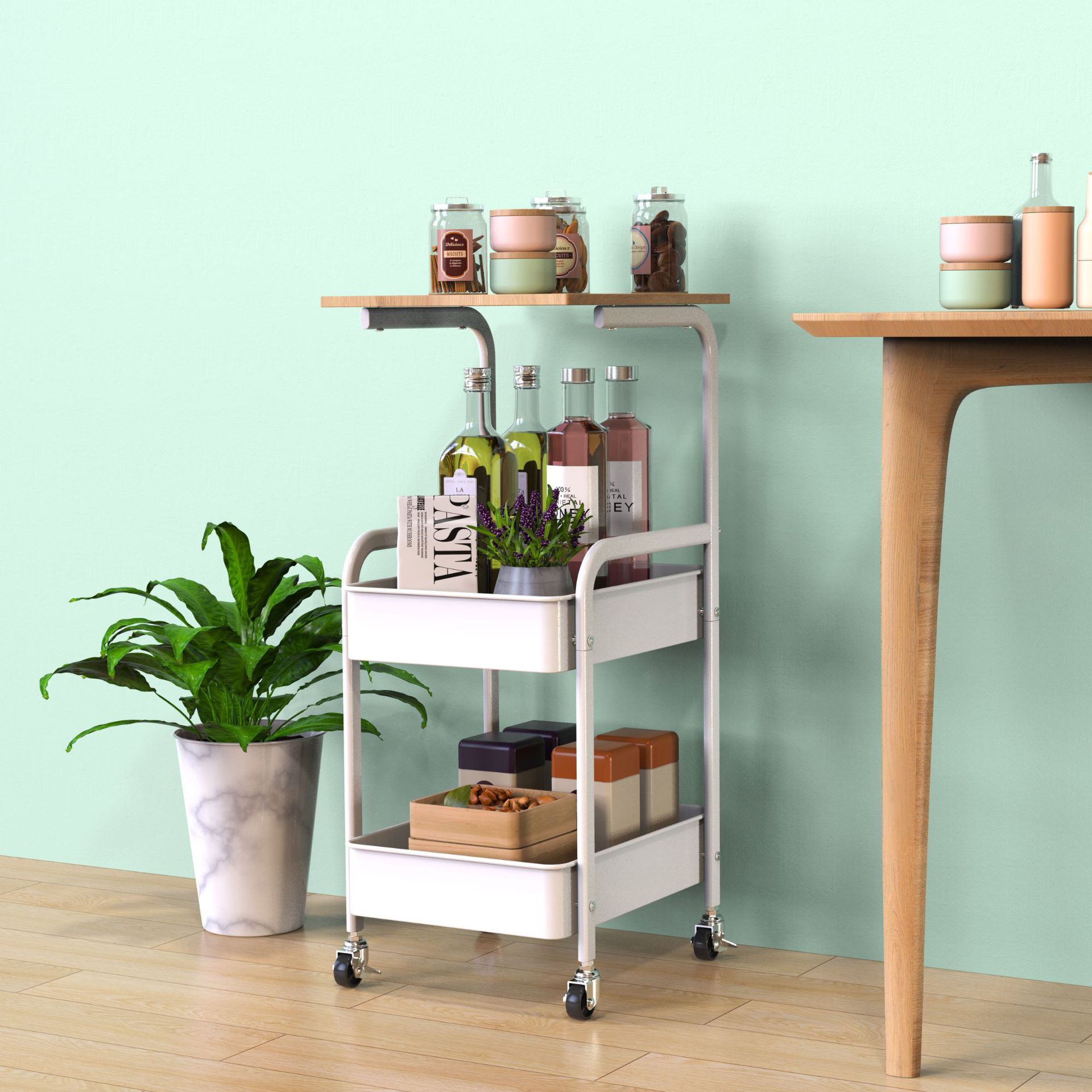 创意客厅院置物架卫浴小推车移动简易厨房整理架子卧室收纳手推车
