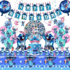 スティッチ誕生日パーティー装飾フラグバナー風船ケーキインサートスティッチパーティー装飾メーカー卸売
