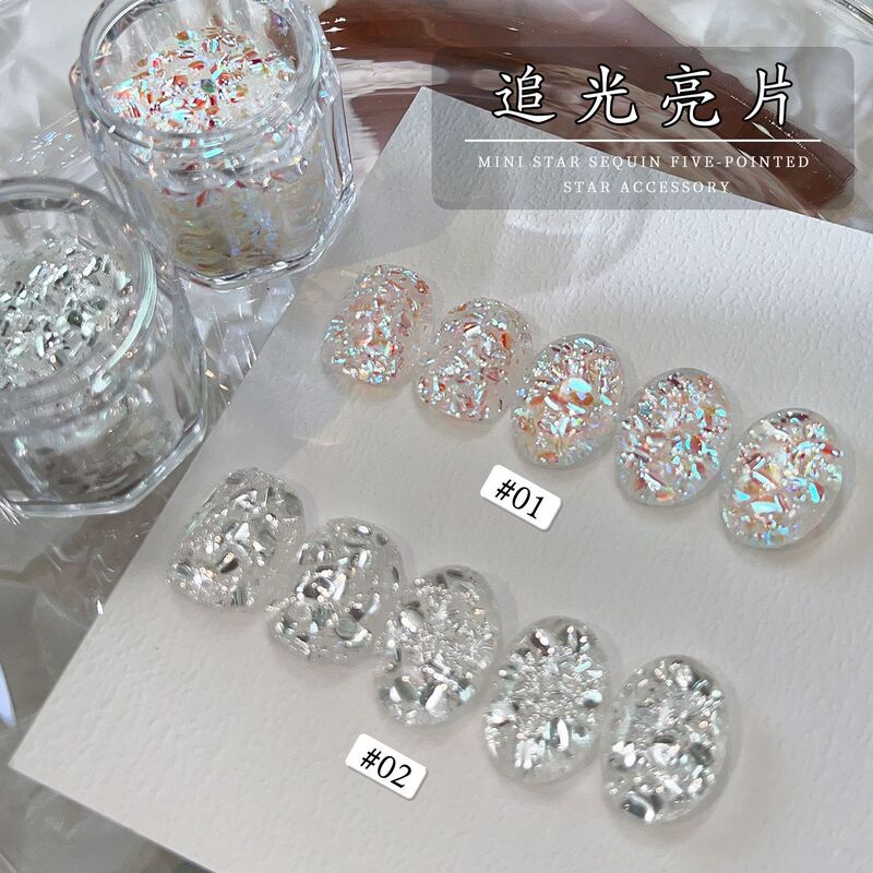 2 Bottles of Ultra-Thin Nail Art Glitter Powder, Hexagonal Glitter, Iridescent Nail Accessories