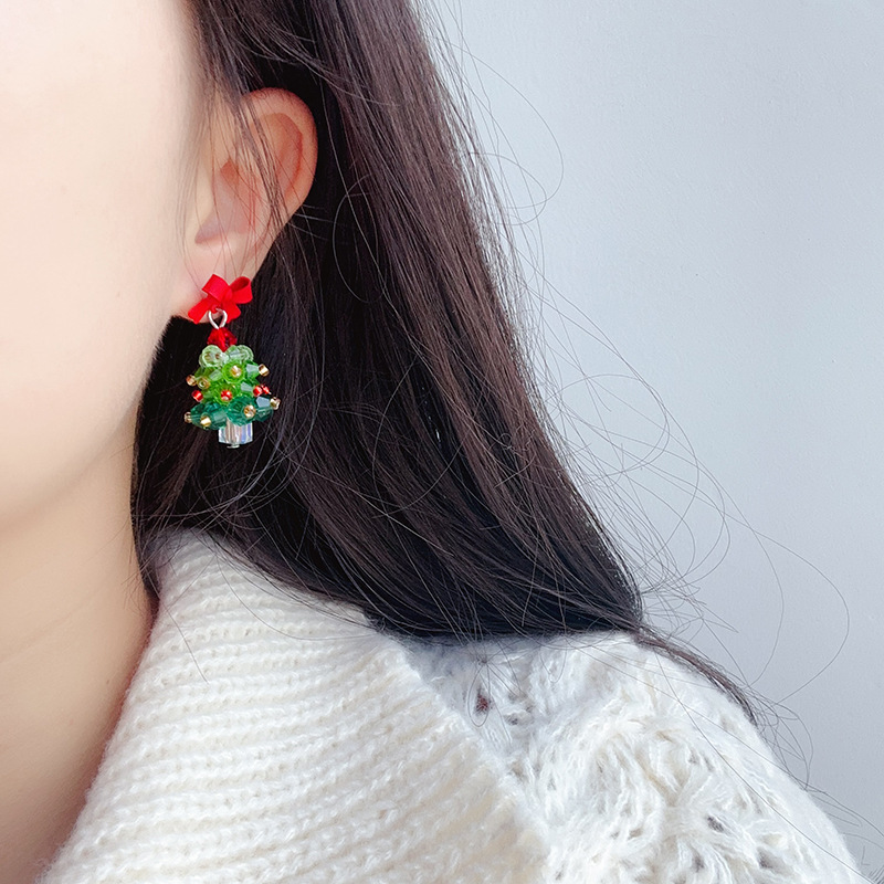 30g Weight Drop Earrings Classification 1 Pair Quantity Daily, Festival Occasion Artificial Crystal Material Christmas Festival Bow Knot Pattern Women's Gender Cute Style 1 Pair Christmas Cute Bow Knot Artificial Crystal Drop Earrings 8