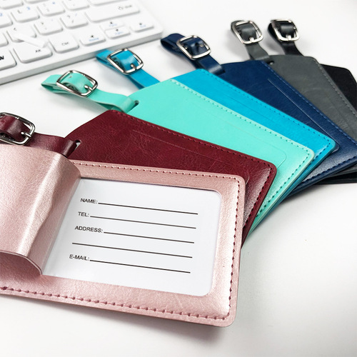 Cross-border wholesale oil-edged imitation leather luggage tags with customized corporate LOGO logo pu luggage tags