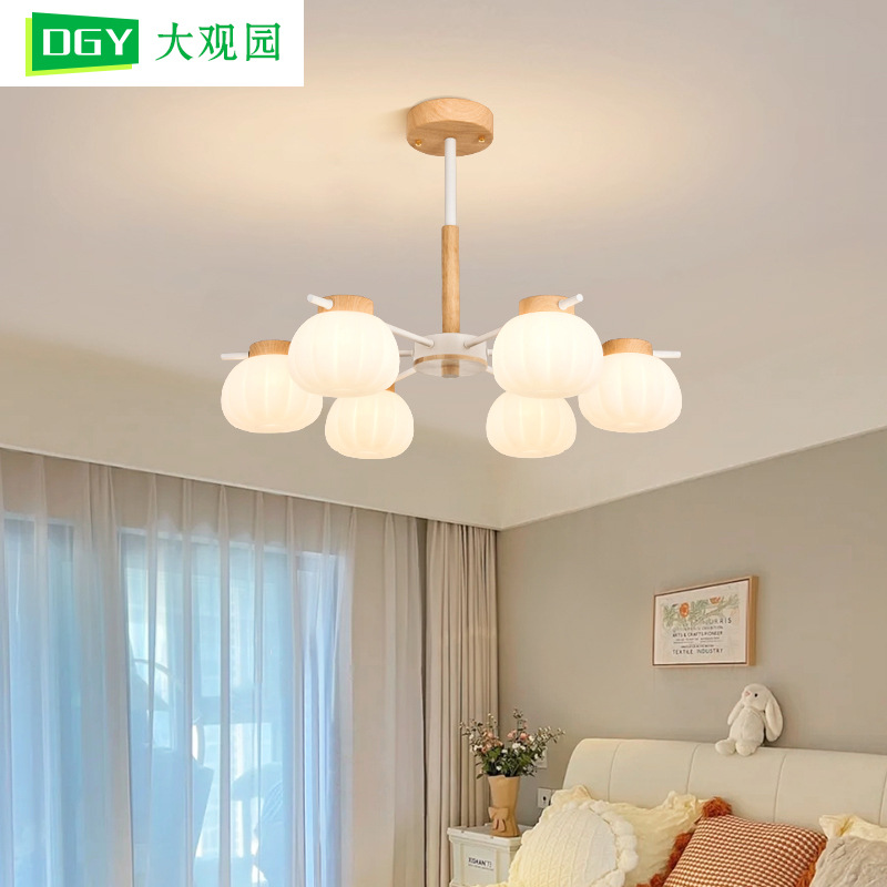 [Seleccionado] Lámpara de araña para sala de estar, iluminación de madera natural, luz principal moderna y minimalista para sala de estar, luz de estilo crema para comedor y dormitorio