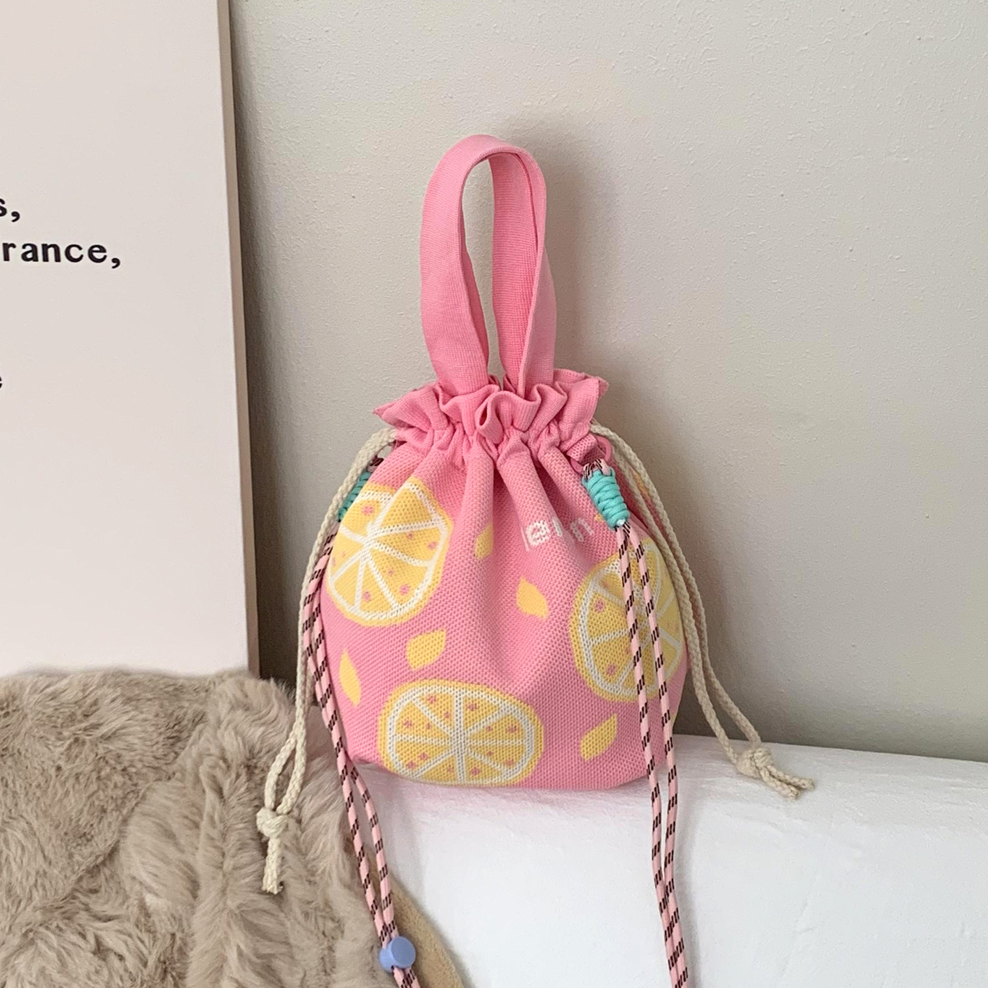 Bolsa de mano de mujer, nueva bolsa de regalo de vacaciones de gran capacidad, bolsa de tejido portátil, bolsa de cubo, bolsa de almuerzo, bolsa de mochila