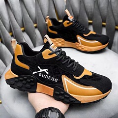 Flat-soled dad shoes for men, 2023 spring new Korean-style fashionable height-increasing Ah Gongs, low-top color-block trendy shoes for men