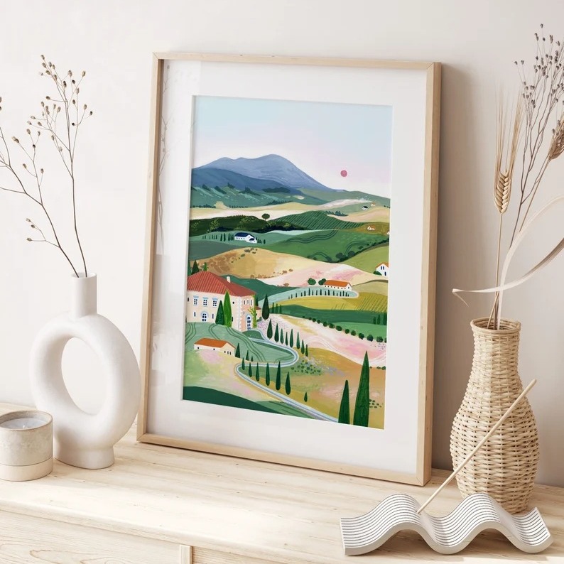 American Ambers Textiles global travel landscape niche illustration core fresh colorful living room decorative painting