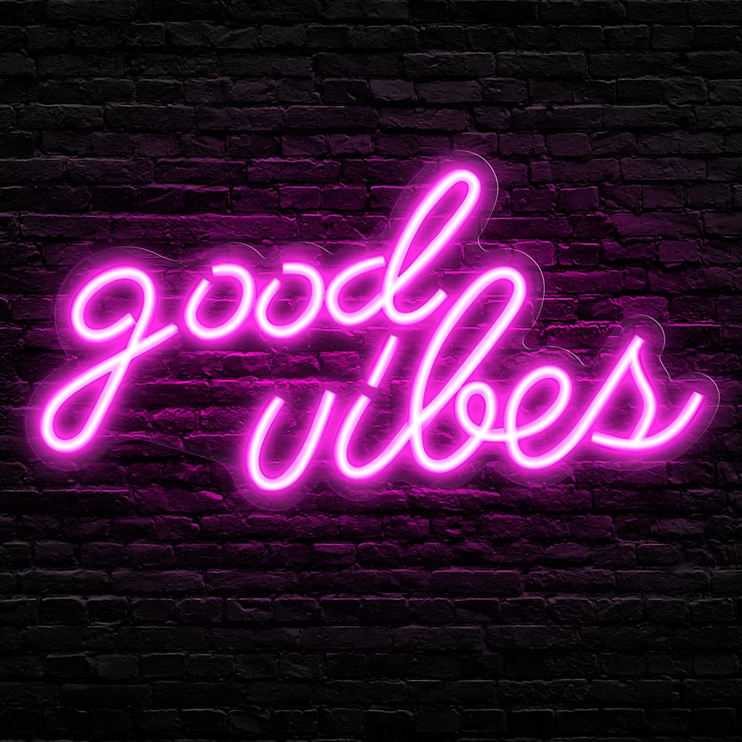 亚克力背板霓虹灯GOOD VIBES led霓虹灯透明霓虹灯墙挂式小夜灯阿里巴巴