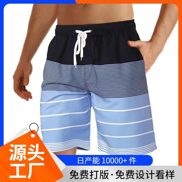 2025 European and American Cross-border Loose Beach Pants Spring and Summer Beach Surf Pants 3D Printed Pattern Trendy Men's Shorts