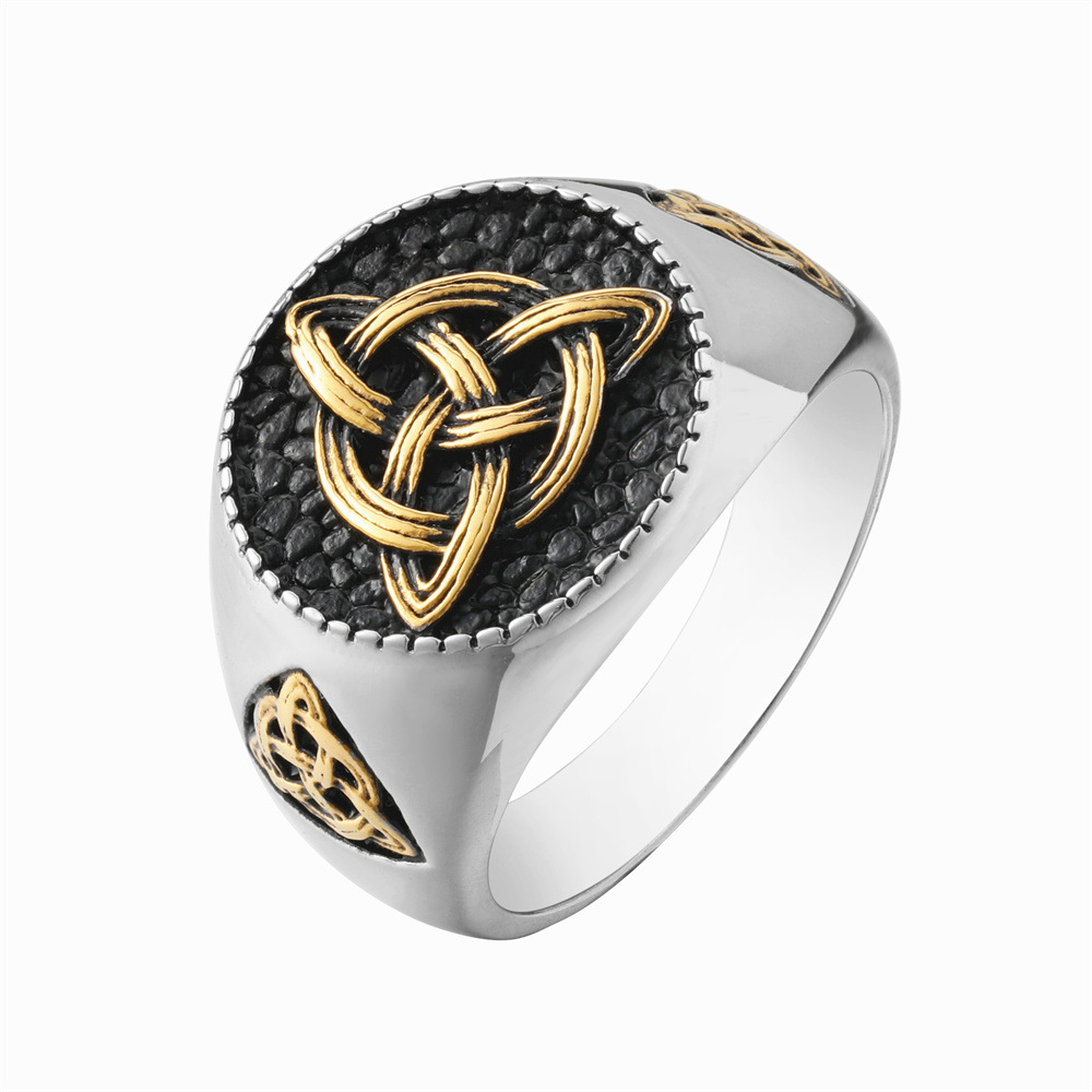 R1711 foreign trade jewelry wholesale European and American personality retro Viking triangle men's titanium steel ring