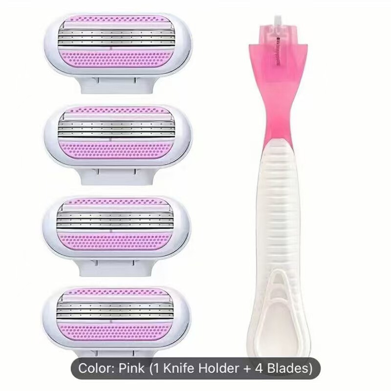 Pink Shaver for Women to Shave Armpit Hair and Leg Hair, Manual Shaver with Three-Layer Blade for Private Parts and Underarm Hair Removal Knife