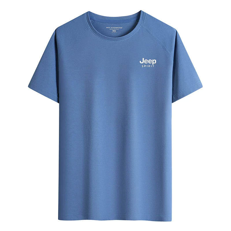JEEP SPIRIT Ледяной Шелк Мужская футболка с короткими рукавами свободная рубашка с круглым вырезом большого размера Молодежная повседневная футболка 3715