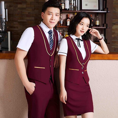 Shirt-vest three-piece set, unisex professional suit, hotel work uniform vest, Bank of Communications workwear uniform.
