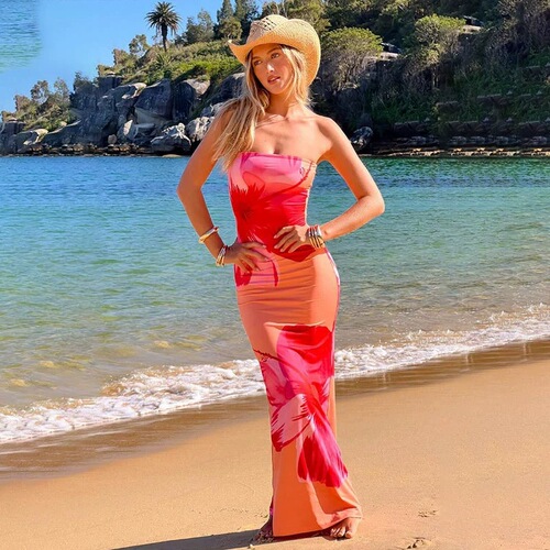 TUME hot sale Southeast Asia, Europe and America women's fashionable sexy slim-fit bag hip print dress