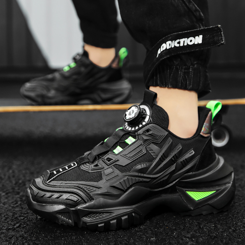 Men's Shoes High-value New Casual All-match Lovers Shoes Swivel Button Mecha War Boots Shock Absorption Inner Height sneaker