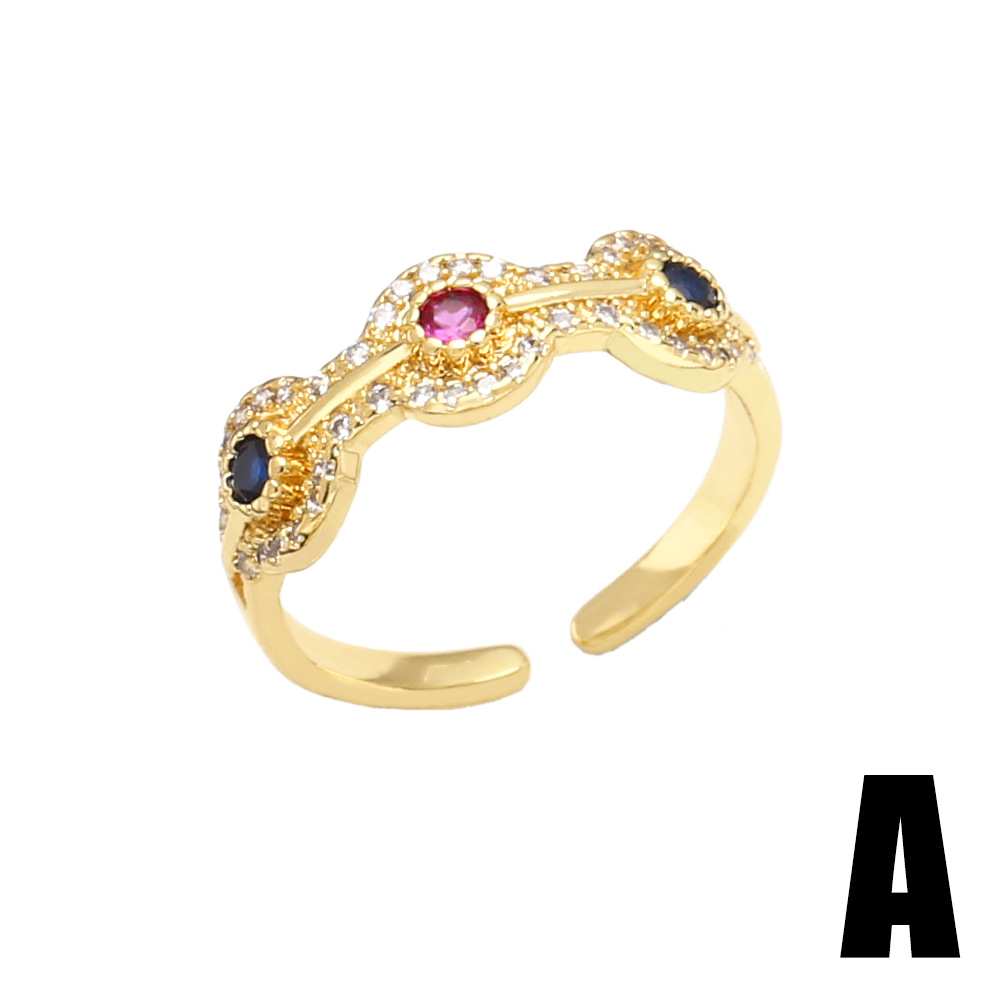 Fashion Heart Shape Copper Open Ring Plating Inlay Zircon Copper Rings