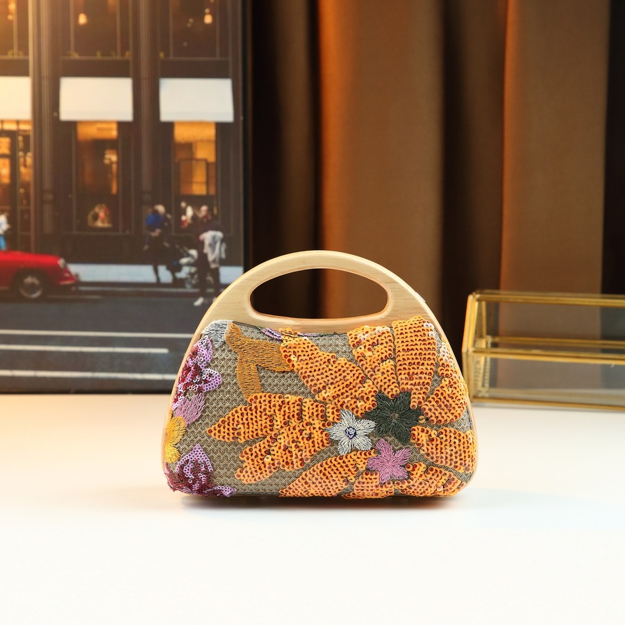 Women's Elegant Tote Bag Linen Heavy Duty Sequined Mesh Patchwork Embroidery Trendy Clip On Evening Bag_voghion.com