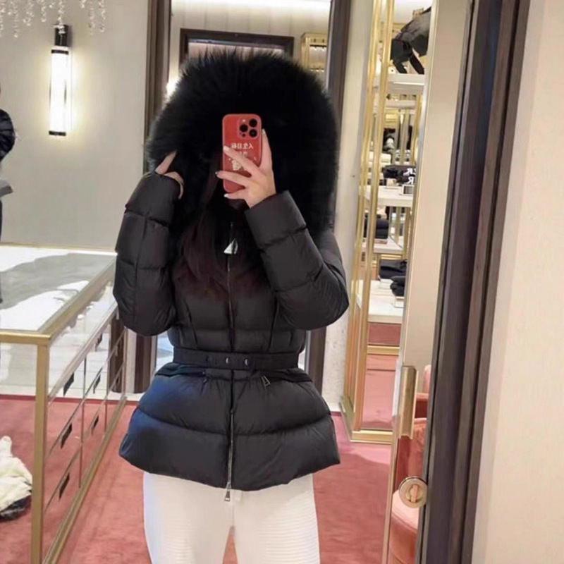 Purely Original Mengjia 2025 New Style Pocket Waist-Cinching Slimming down Jacket, Short Women's Thickened Warm Coat with Fox Fur Collar