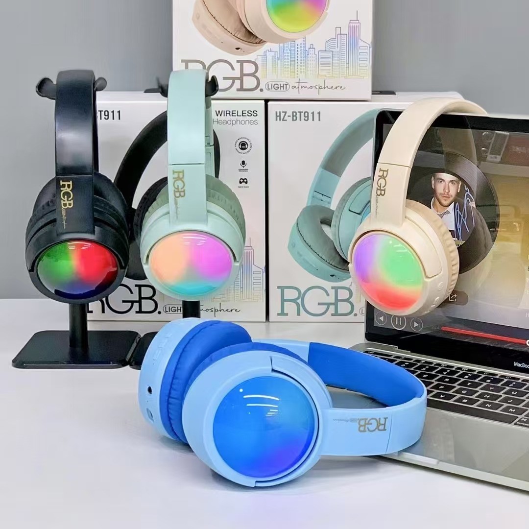 Nuevos productos de comercio exterior BT911 auriculares Bluetooth inalámbricos de larga duración auriculares de juego de tarjetas luminosas RGB