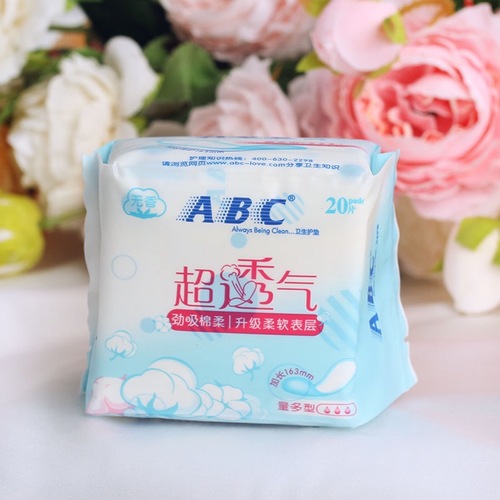 Powerful merchants wholesale ABC sanitary pads A25 unscented super breathable cotton soft 20 pieces, extended 163mm, multiple types