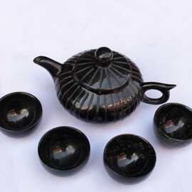 墨玉茶具 活磁黑绿玉茶壶 墨绿玉 蛇纹玉工艺礼品批发