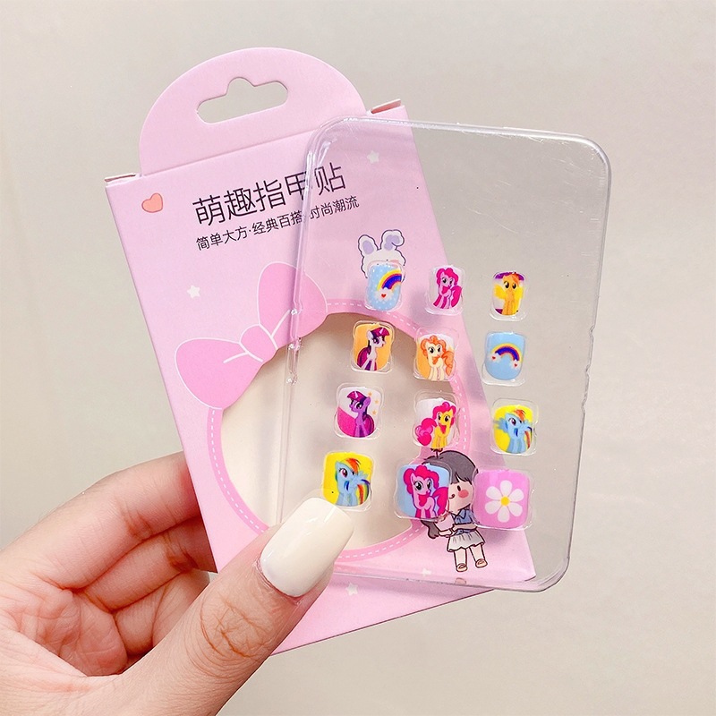 Niños parches de uñas super lindas chicas lindas usan pegatinas de dibujos animados de uñas seguras desmontables parches de uñas al por mayor image 155