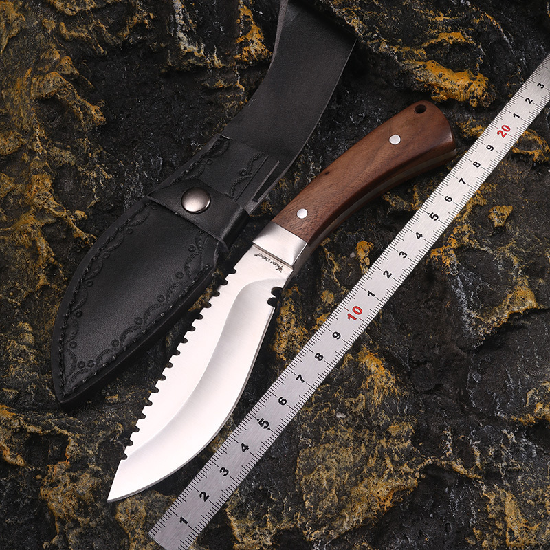 厂家批发户外野营求生刀非折叠刀D2一体高硬度多功能登山刀具