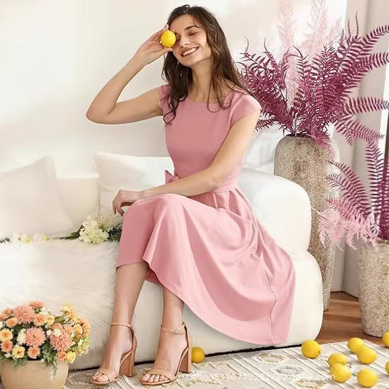 2026 Summer Women's Cocktail Dresses, Formal Wedding Guest Dresses, Elegant Church Vintage Tea Party Mid-Length Dresses 2026 Summer Women's Cocktail Dresses, Formal Wedding Guest Dresses, Elegant Church Vintage Tea Party Mid-Length Dresses
