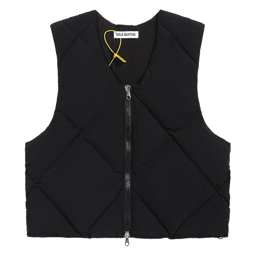 Alta versión Cole Buxton otoño y el invierno de color sólido High Street diamante Plaid zipper cardigan chaleco algodón capa ocasional