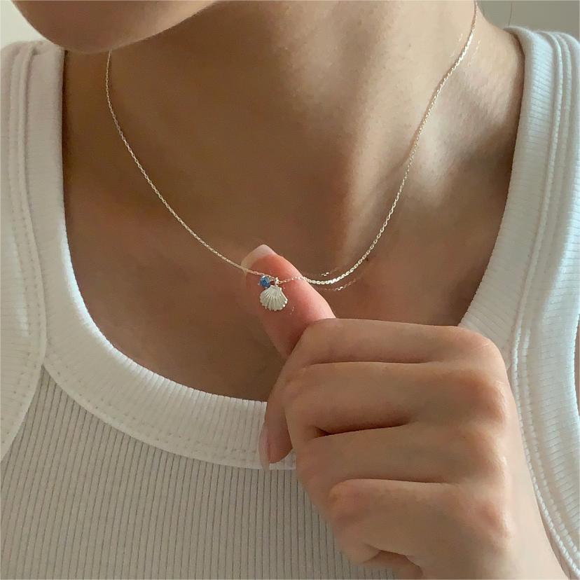 5g Weight Rhinestones Inlay Material Pendant Necklace Classification 925 sterling silver Chain Material 1 Piece Quantity Holiday, Daily Occasion 925 Sterling Silver Material Shell Pattern Women's Gender Inlay Design Simple Style, Classic Style Style 925 Sterling Silver Rhinestones Inlay Shell Pendant Necklace 3