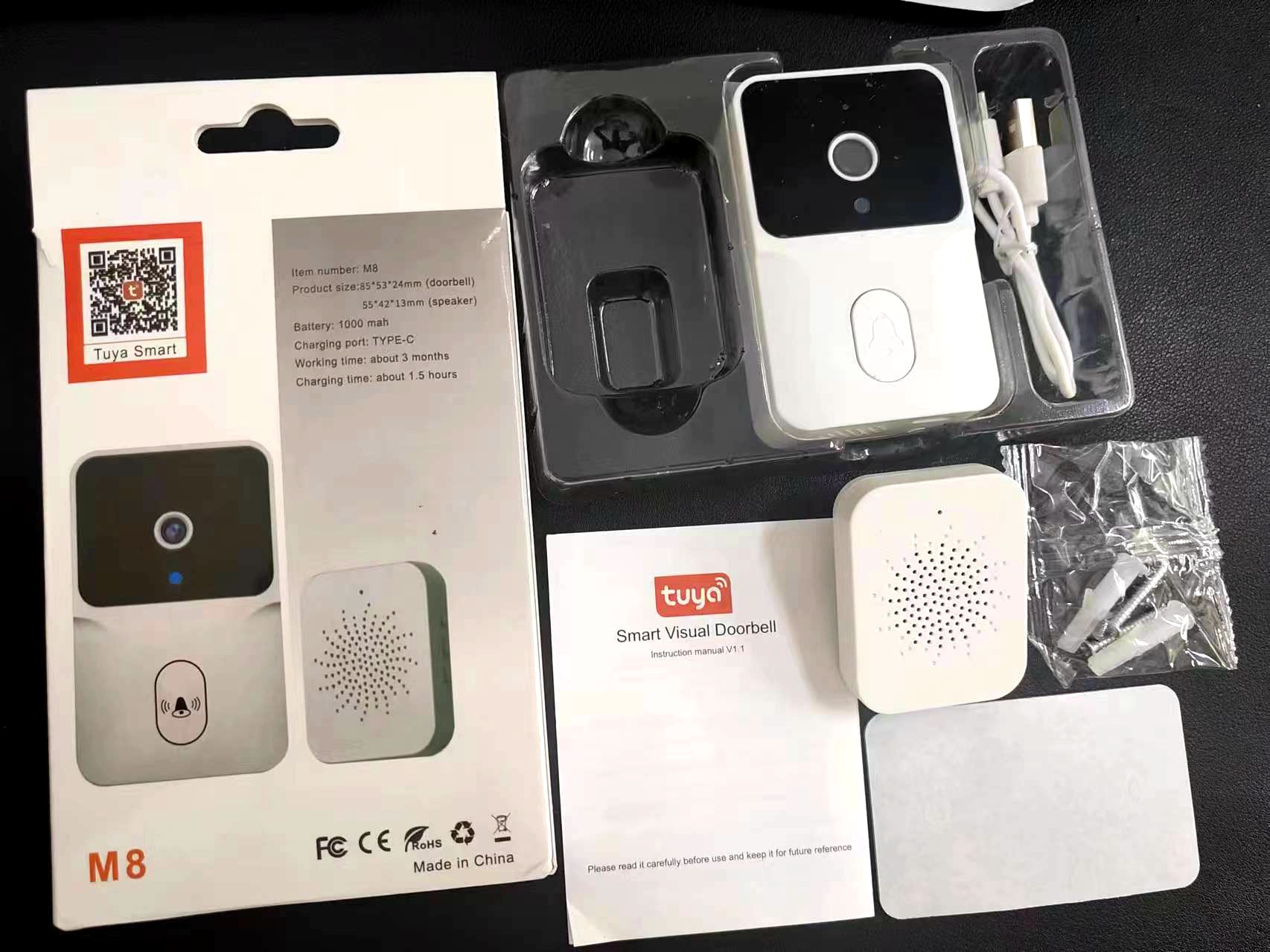 Timbre de video TUYA de bajo consumo WIFI Timbre inalámbrico HD Seguridad inteligente para el hogar Intercomunicador graffiti transfronterizo