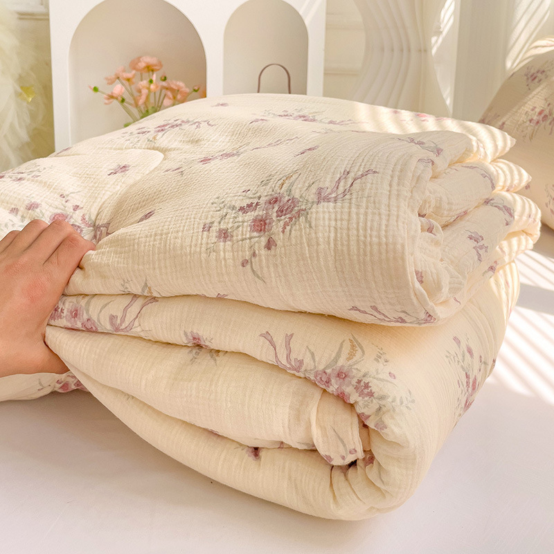 Edredón fresco de verano de hilo de doble capa de clase A, edredón de aire acondicionado para niños de verano, edredón fino de algodón no algodón doble, lavable a máquina